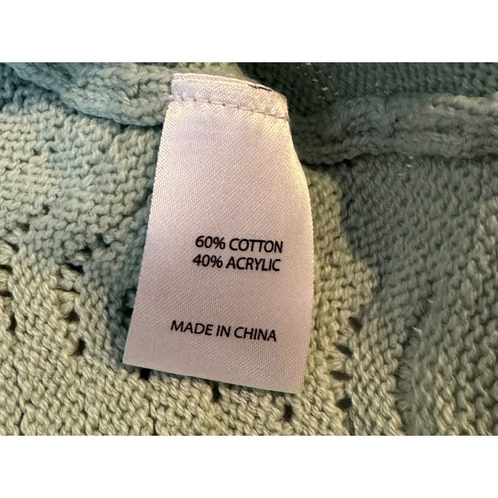 Rumi + Ryder Girls Sage Green Pointelle Knit Scalloped Hem Sweater Size M 8-10 - Picture 5 of 5